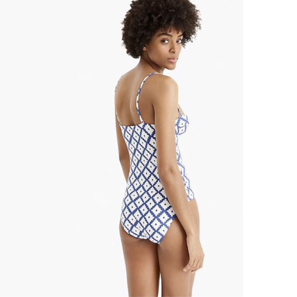 J Crew Underwire One Piece Swimsuit SZ Blockprints - Picture 2 of 6
